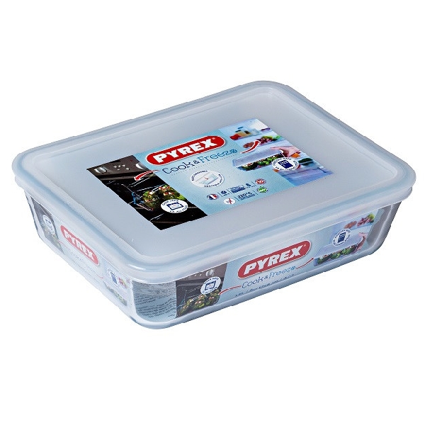 Pyrex 203230 Cook & Freeze üvegtál+műanyag tető 22x17 cm